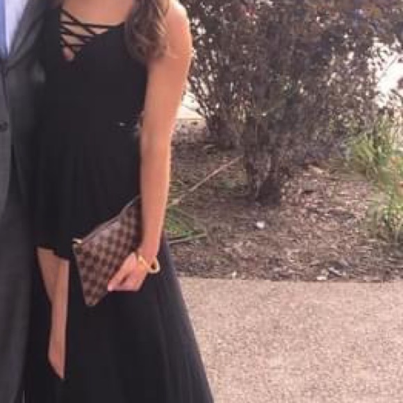 GUESS BLACK ROMPER / MAXI DRESS WITH CRISS CROSS CHEST SIZE XS - Picture 13 of 13